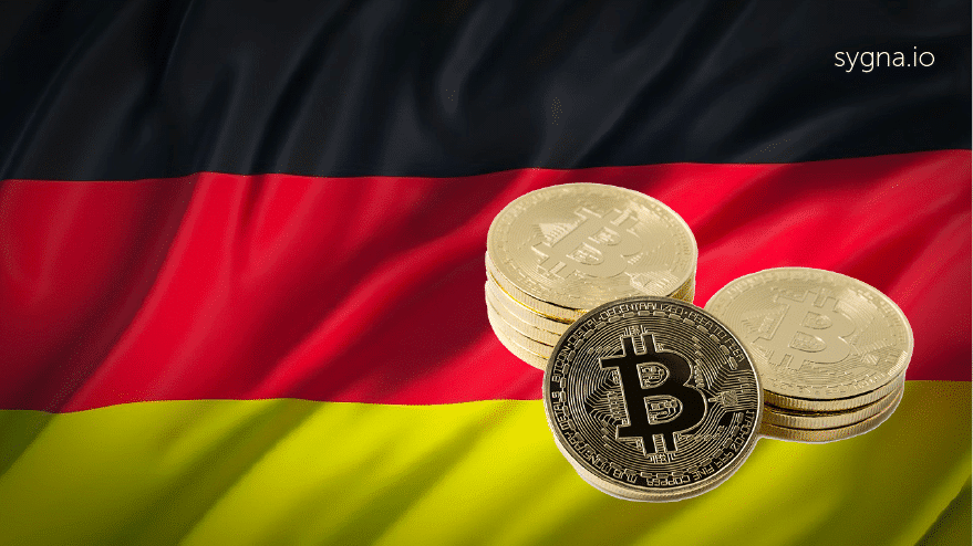 German flag with Bitcoin icon