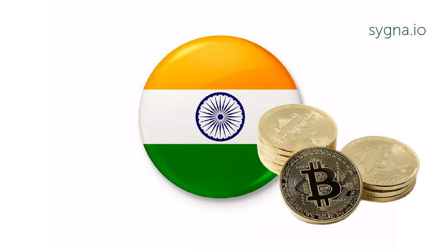 India flag with Bitcoin icon