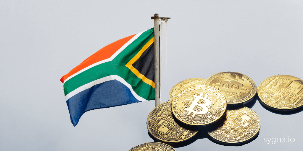 south african flag with bitcoin